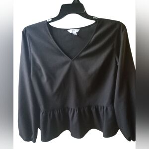 Nine West Black Blouse Women’s Medium Elegant Dressy Top